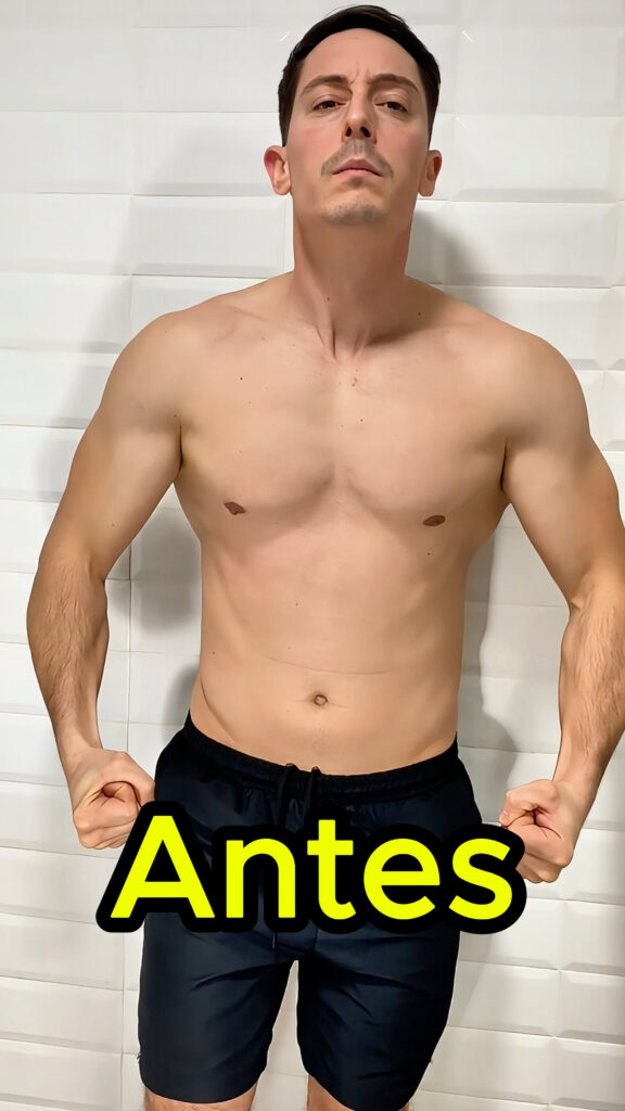 Cuerpo de Alejandro antes del programa de pérdida de grasa