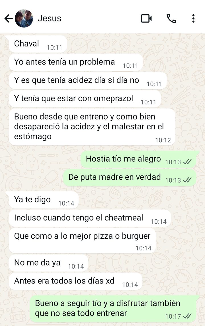 Jesús contando que se le fue la acidez de estómago