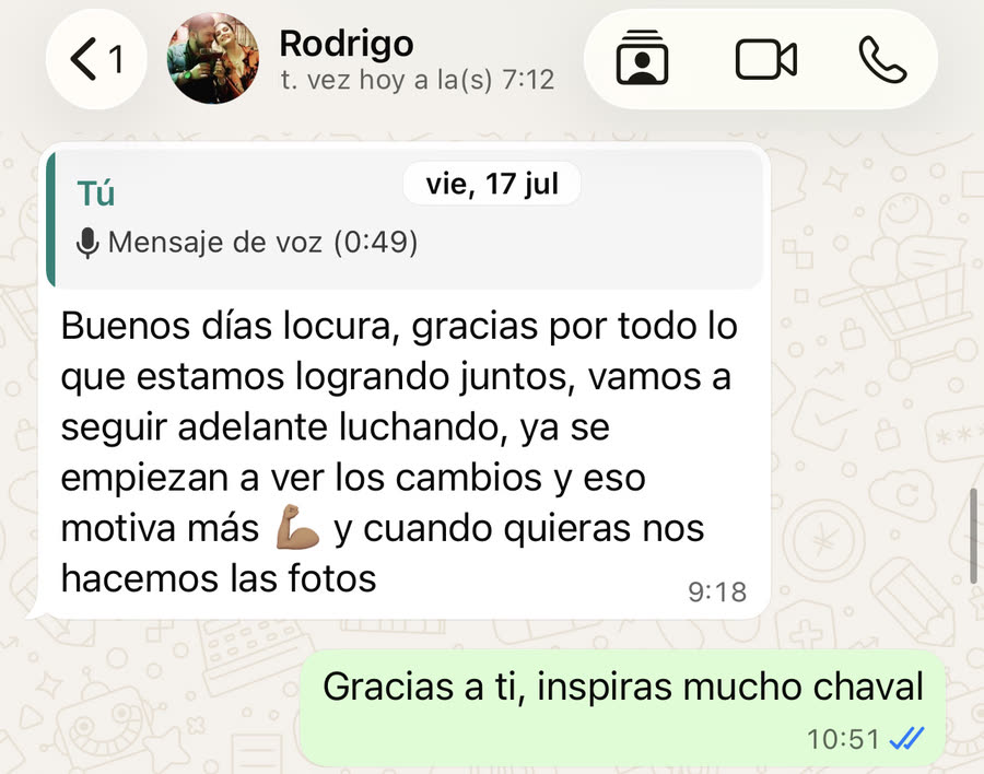Mensaje de WhatsApp de Rodrigo