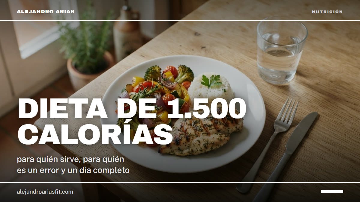 Dieta de 1500 calorías: plato con pechuga de pollo, verduras asadas y una ración pequeña de arroz
